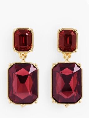 Talbots Gold-Tone Red Gemdrop Statement Earrings
